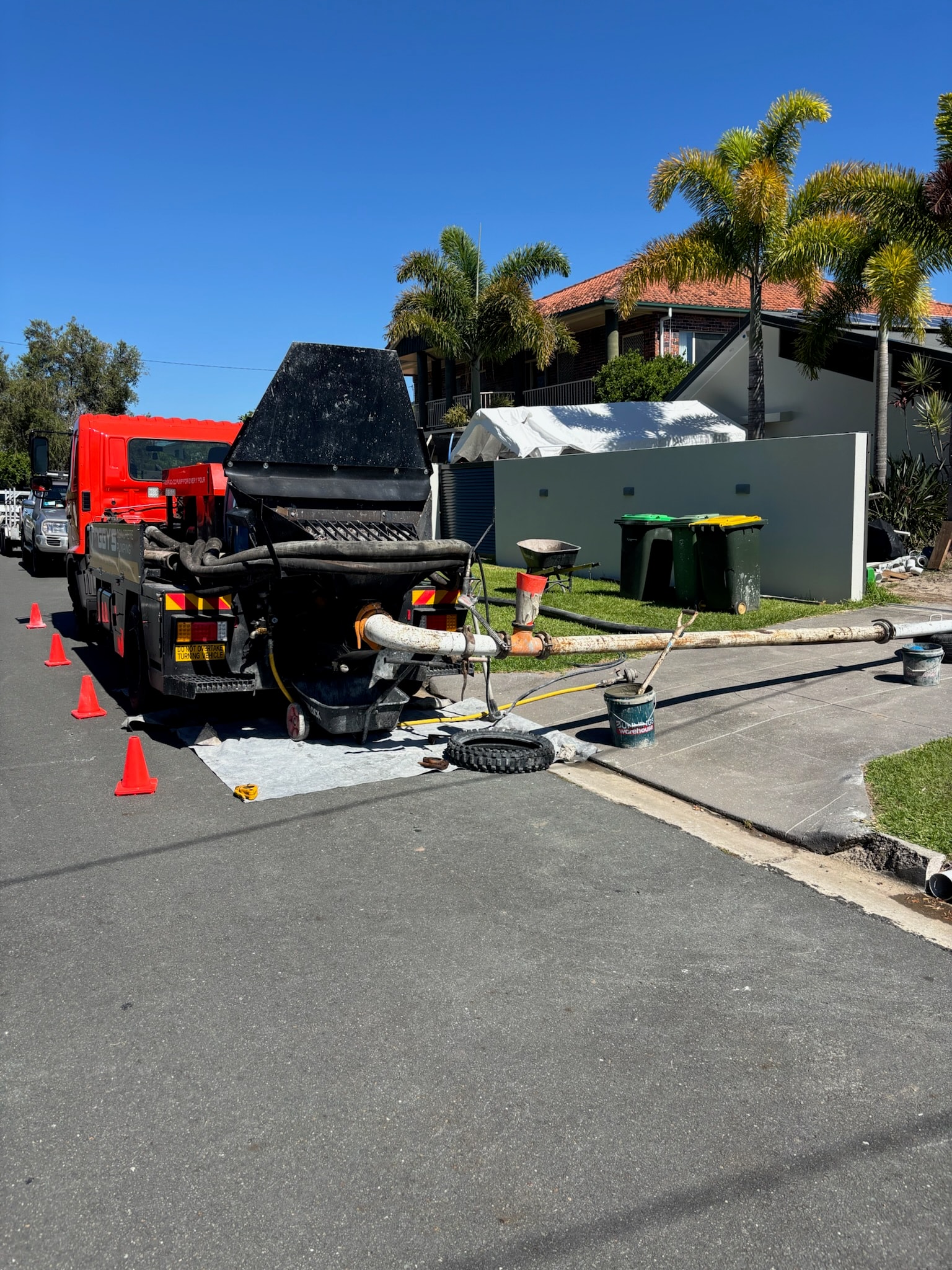 Concrete pumping setup for a homeowner project
